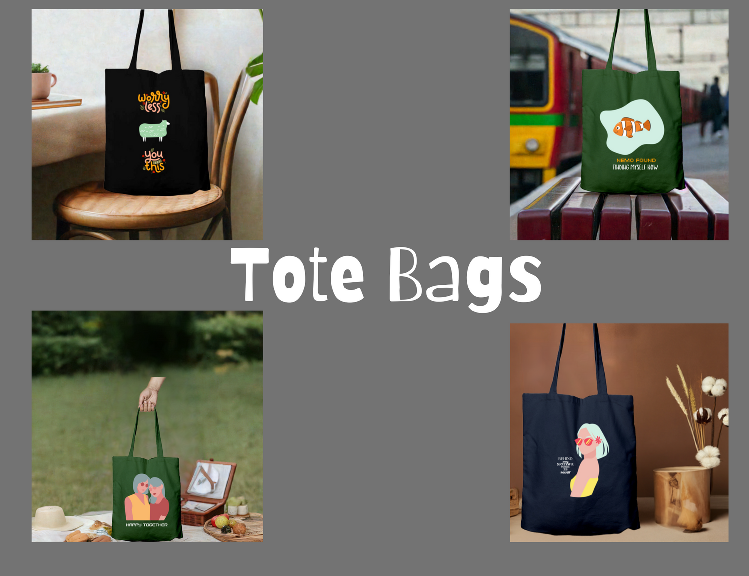 Tote Bags with Zipper